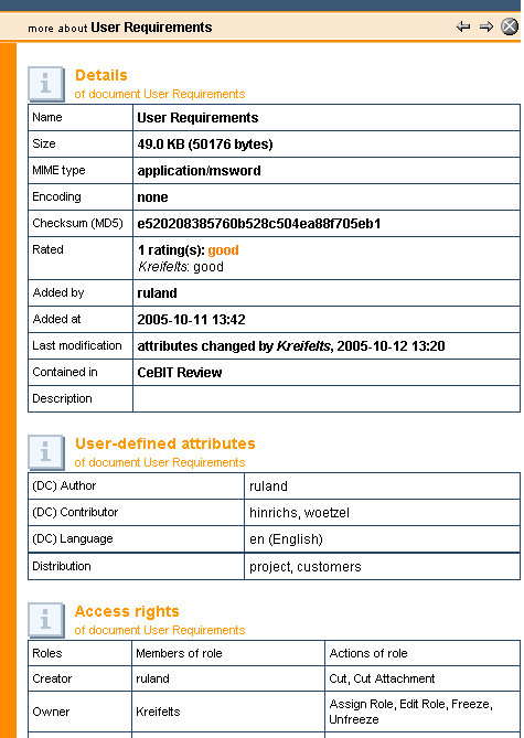 metadata on info page