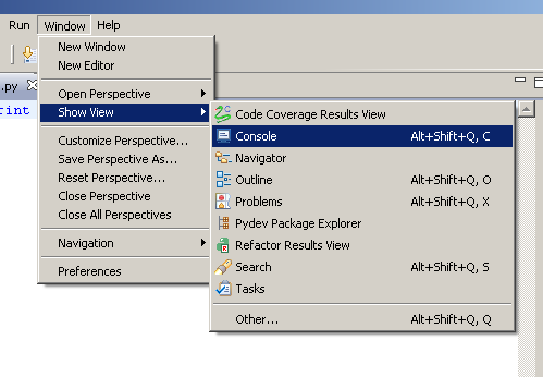 Show View -> Console