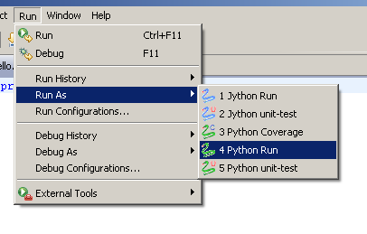 Run As -> Python Run